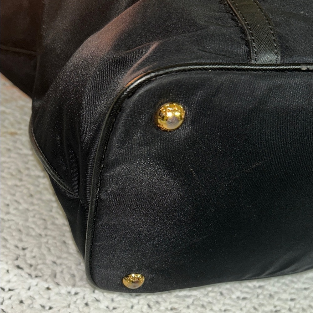 Prada Black Nylon Large Tote Bag with Leather Trim & Strap - Picture 7 of 17